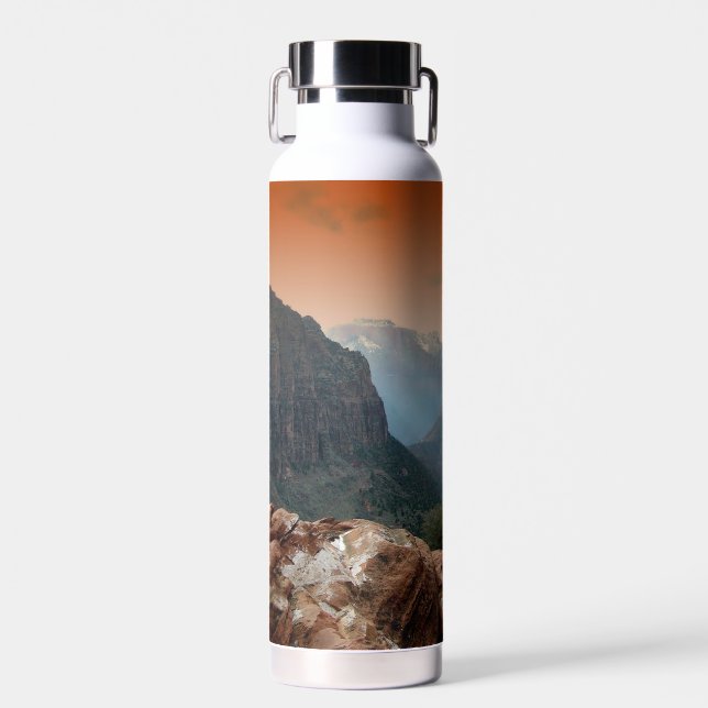 Zion National Park Mountains Landscape Water Bottle (Front)