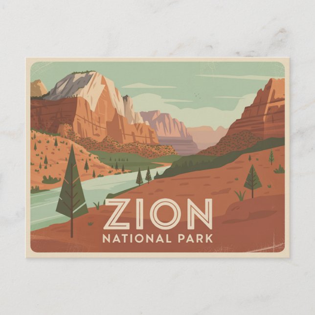 Zion National Park Postcard Retro (Front)