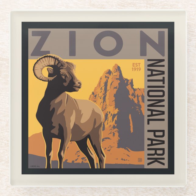 Zion National Park | Ram Glass Coaster (Front)