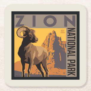 Zion National Park   Ram Square Paper Coaster