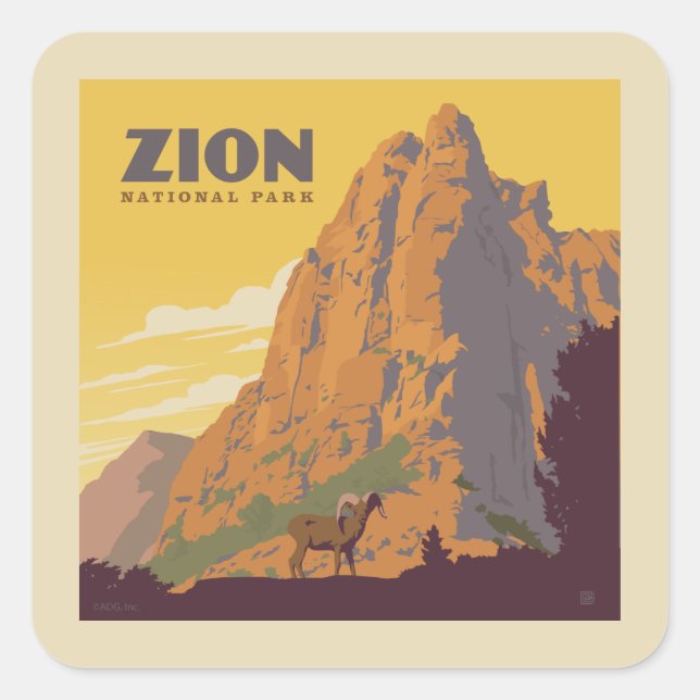 Zion National Park | Ram Square Sticker (Front)