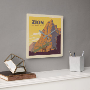 Zion National Park   Ram Square Wall Clock