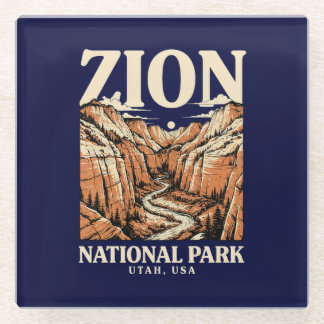 Zion National Park Red Cliffs Glass Coaster