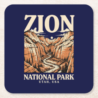 Zion National Park Red Cliffs Square Paper Coaster