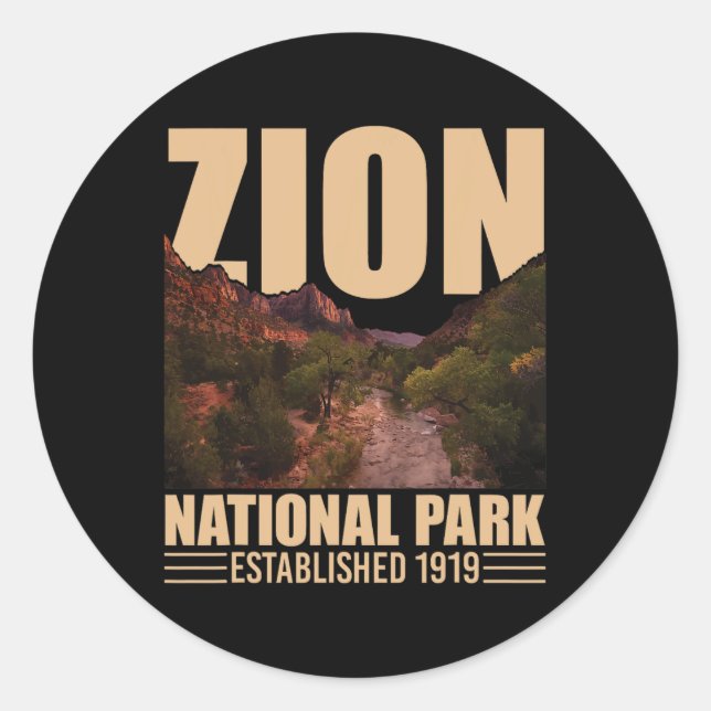 Zion National Park - Retro Hiking And Camping Love Classic Round Sticker (Front)