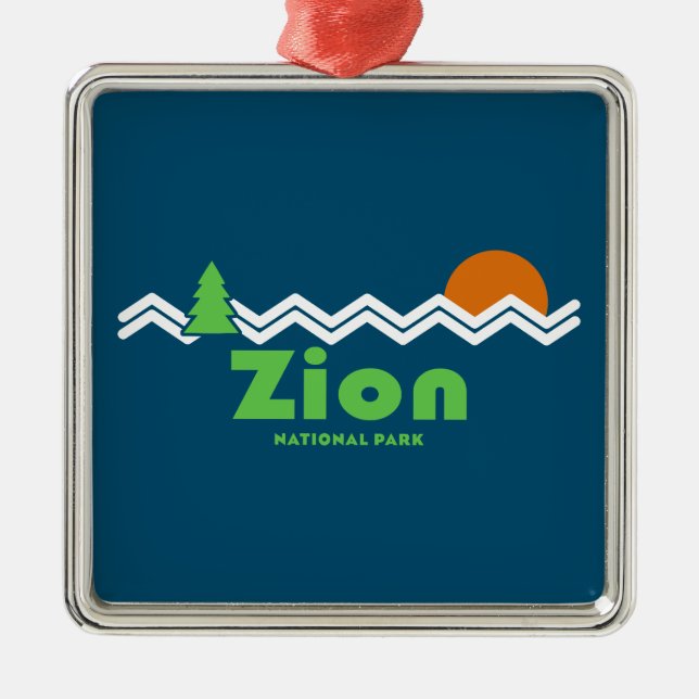 Zion National Park Retro Metal Tree Decoration (Front)