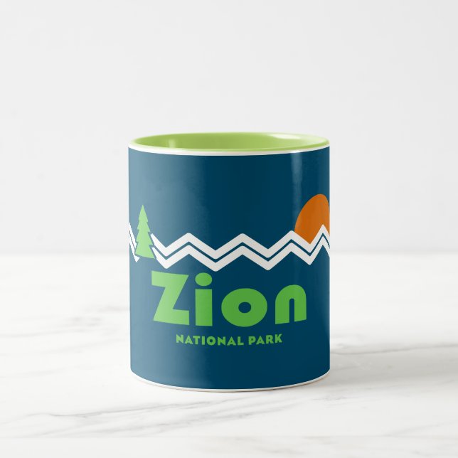 Zion National Park Retro Two-Tone Coffee Mug (Center)