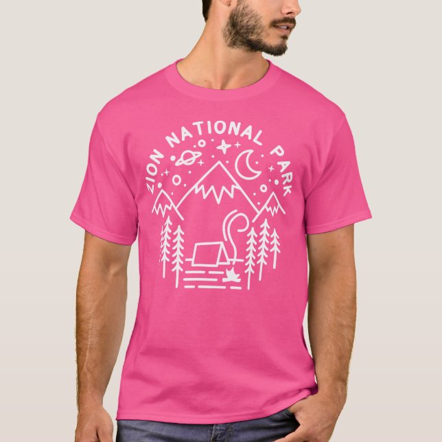 Zion National Park Shirt Camping Line Art Hiking G (Front)