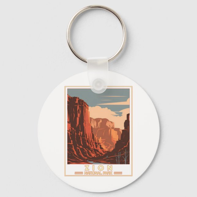 Zion National Park Sticker  Key Ring (Front)