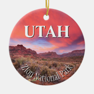 Zion National Park Sunset Ceramic Tree Decoration