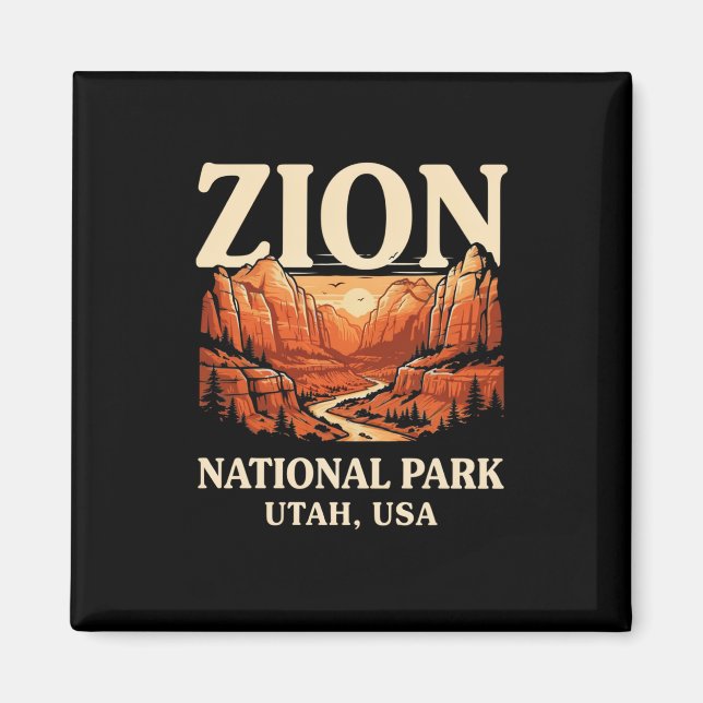 Zion National Park Sunset Mountain Scene Magnet (Front)
