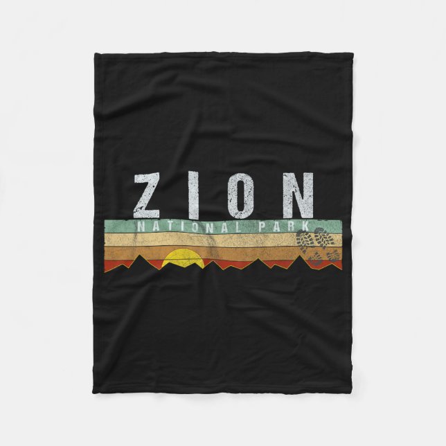 Zion National Park Tee Camping Hiking Tee  Fleece Blanket (Front)