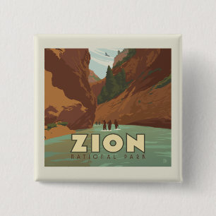 Zion National Park   The Narrows 15 Cm Square Badge