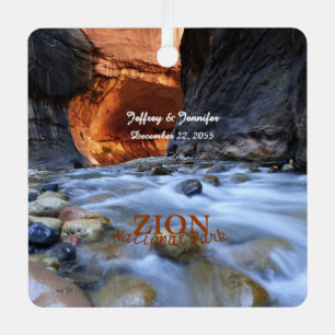 Zion National Park, The Narrows, Name, Square  Metal Tree Decoration