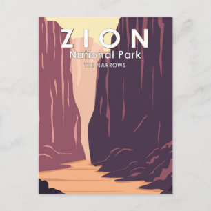 Zion National Park The Narrows Retro Postcard