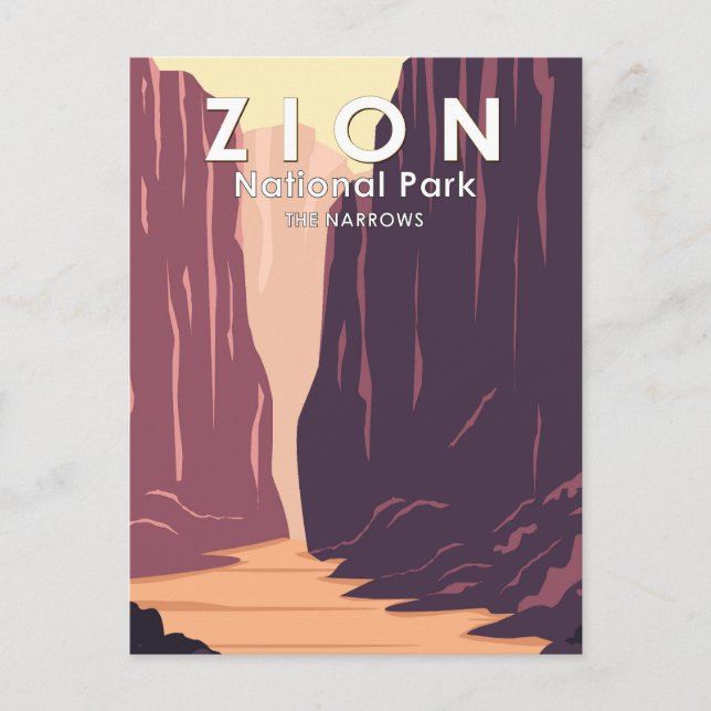 Zion National Park The Narrows Retro Postcard (Front)