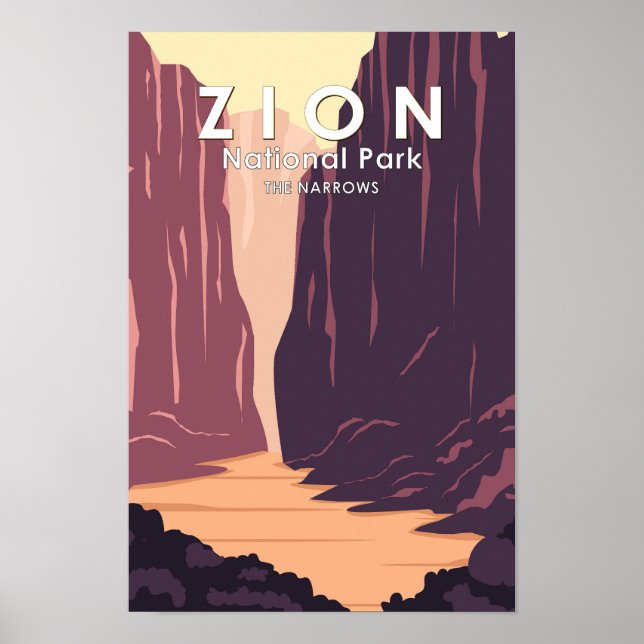 Zion National Park The Narrows Retro Poster (Front)