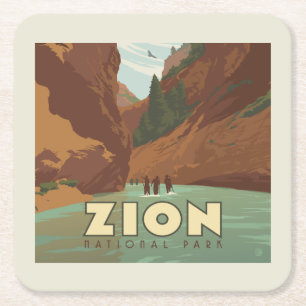 Zion National Park   The Narrows Square Paper Coaster