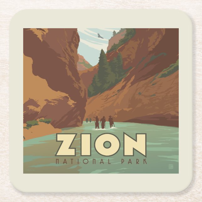Zion National Park | The Narrows Square Paper Coaster (Front)