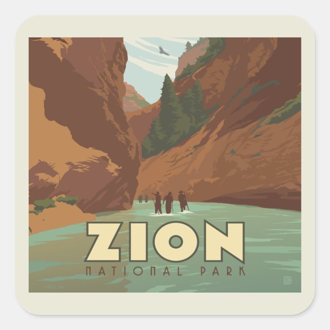 Zion National Park | The Narrows Square Sticker (Front)