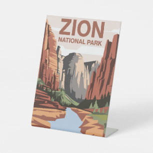 Zion National Park Travel Art Pedestal Sign