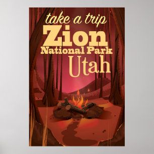 Zion National Park travel poster