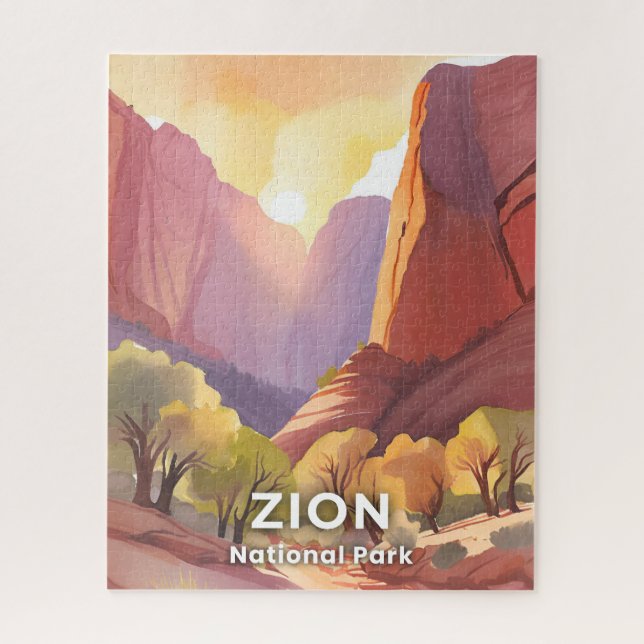 Zion National Park | Travel Watercolor Jigsaw Puzzle (Vertical)