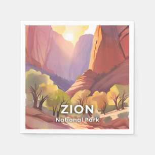 Zion National Park Travel Watercolor Napkin