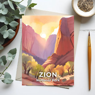 Zion National Park   Travel Watercolor Postcard