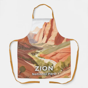 Zion National Park   Travel Watercolor Valley Apron