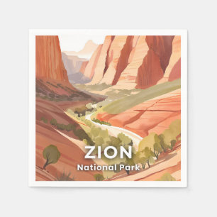 Zion National Park Travel Watercolor Valley Napkin