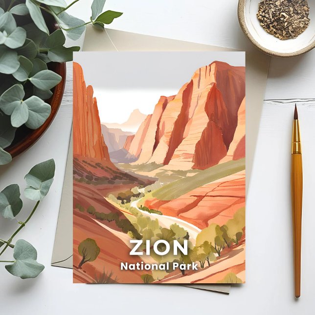Zion National Park | Travel Watercolor Valley Postcard (Creator Uploaded)