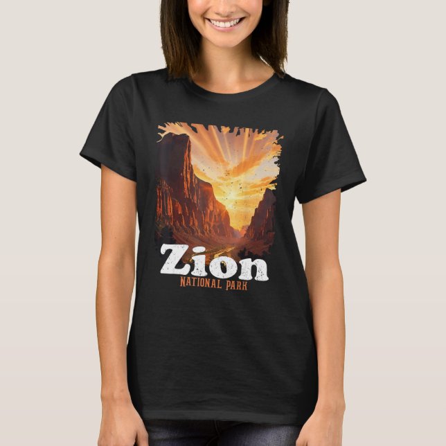 Zion National Park US Trail Explore Utah Camping H T-Shirt (Front)