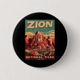 Zion National Park Utah Angels Landing Vintage Hik 6 Cm Round Badge