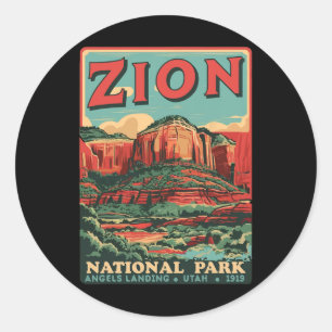 Zion National Park Utah Angels Landing Vintage Hik Classic Round Sticker