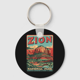 Zion National Park Utah Angels Landing Vintage Hik Key Ring