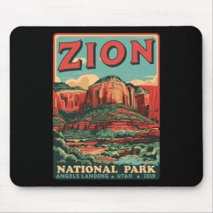 Zion National Park Utah Angels Landing Vintage Hik Mouse Mat