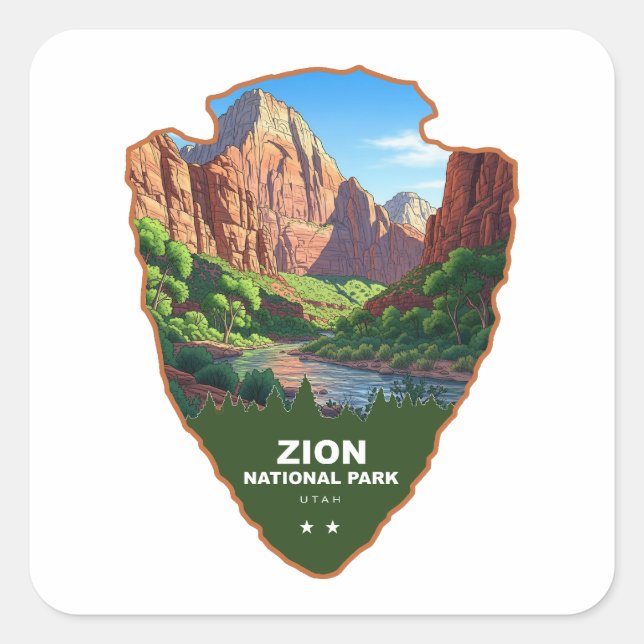 Zion National Park Utah Arrowhead Square Sticker (Front)