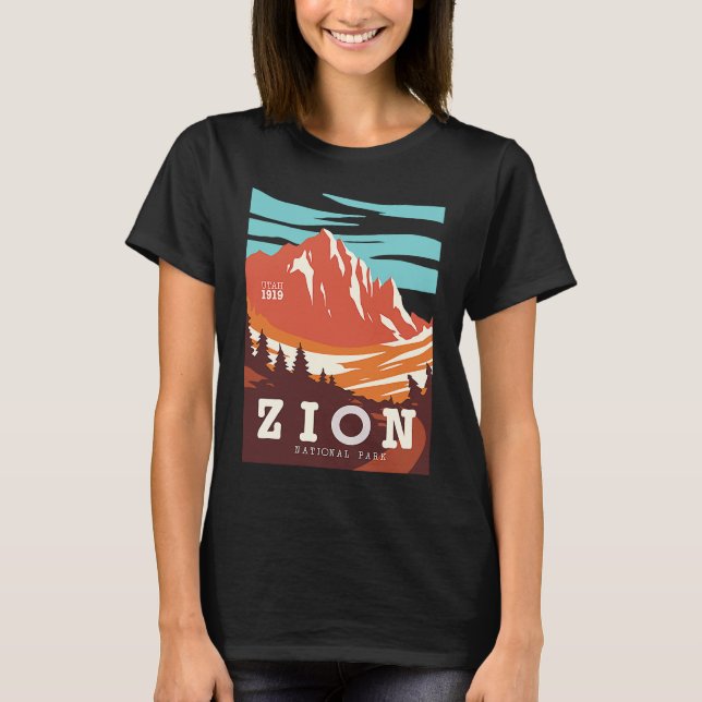 Zion National Park Utah Hiking Travel Poster  Idea T-Shirt (Front)