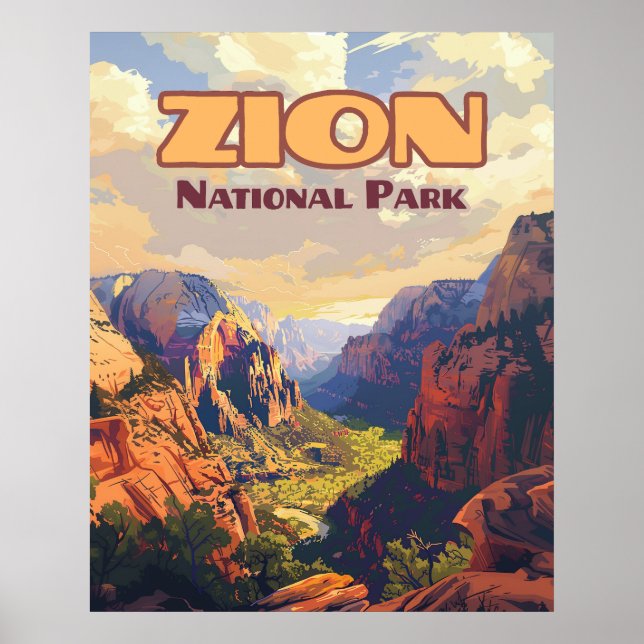 Zion National Park Utah Moab Canyon Retro Poster (Front)