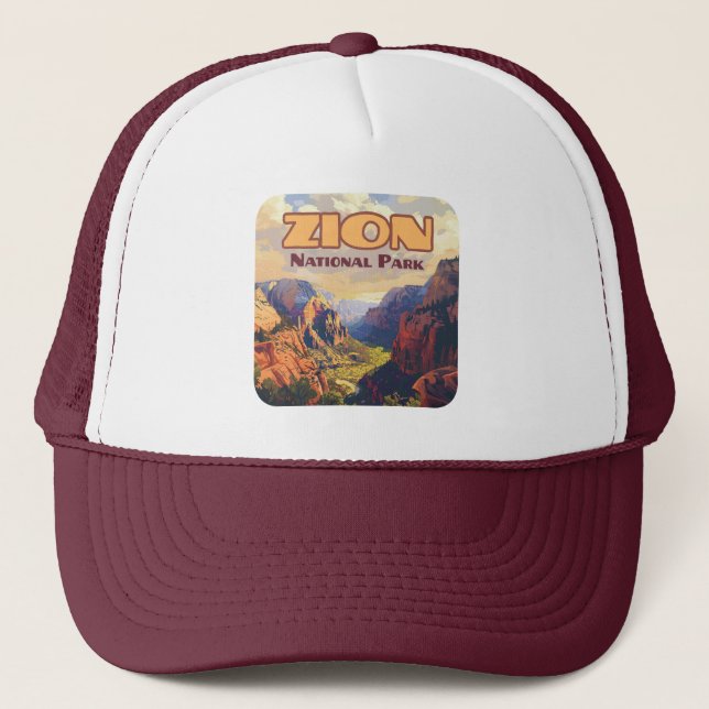 Zion National Park Utah Moab Canyon Retro Trucker Hat (Front)