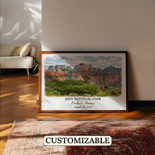 Zion National Park Utah Poster, Watercolor, Custom Poster