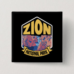 Zion National Park Utah Retro 15 Cm Square Badge