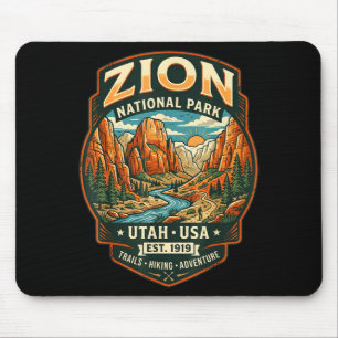 Zion national park utah retro canyon hiking mouse mat