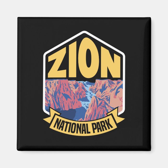 Zion National Park Utah Retro Magnet (Front)