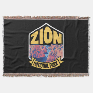 Zion National Park Utah Retro Throw Blanket