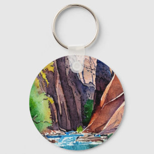 Zion National Park Utah The Narrows by water colou Key Ring