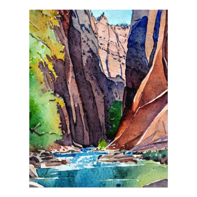 Zion National Park Utah The Narrows by water colou Photo Print (Front)