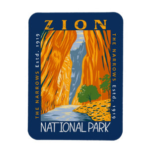 Zion National Park Utah The Narrows Distressed Magnet