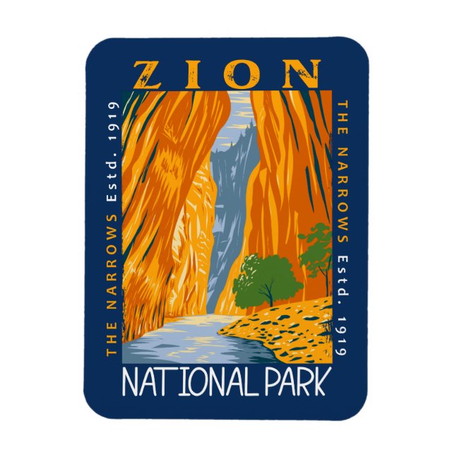Zion National Park Utah The Narrows Distressed  Magnet (Vertical)